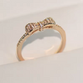 Gold Pavé Crystal Dainty Bow Ring