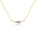 Gold Curved Bar Amethyst Cluster Necklace