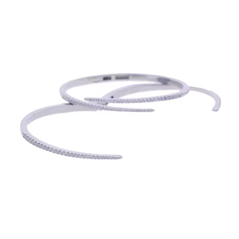 Silver Pavé Open Arc Hoop Earrings