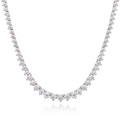 Silver Graduated Heart-Cut Cubic Zirconia Tennis Necklace