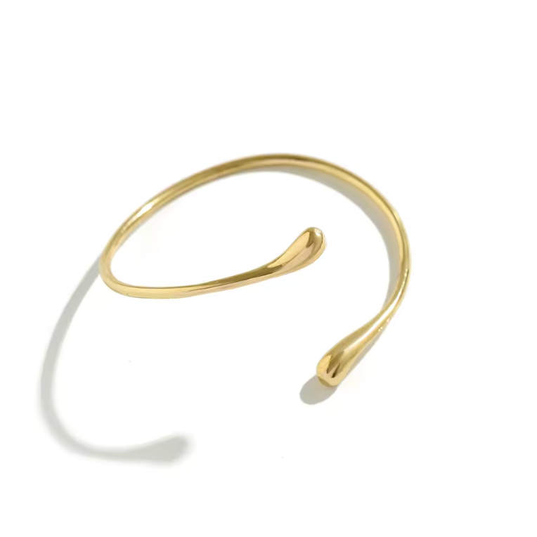Gold Teardrop Open Bypass Bangle Cuff Bracelet