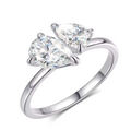 Silver Pear-Cut Toi et Moi Ring