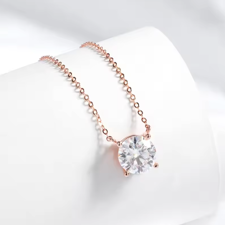 Rose Gold Solitaire Pendant Necklace