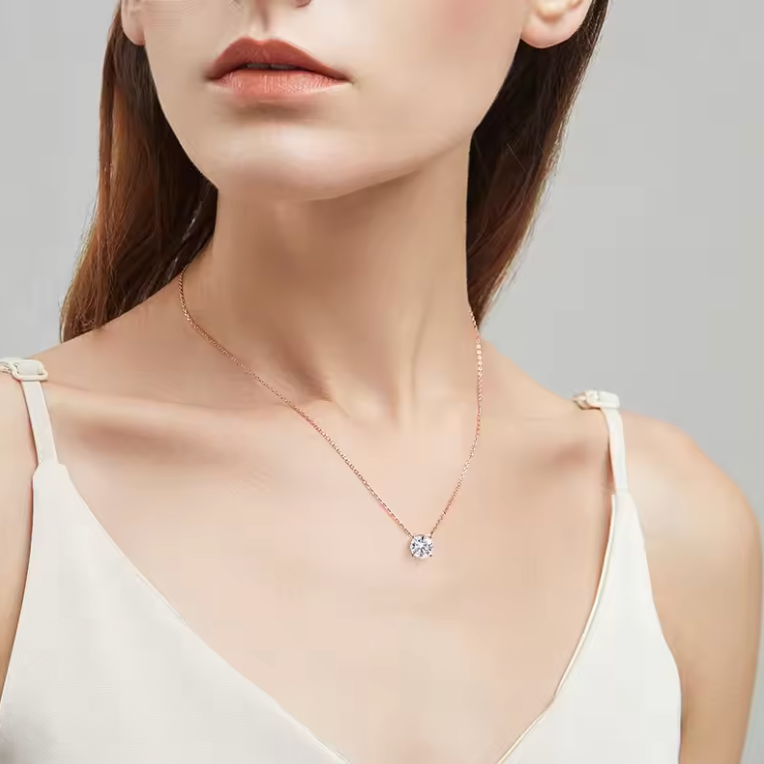 Rose Gold Solitaire Pendant Necklace
