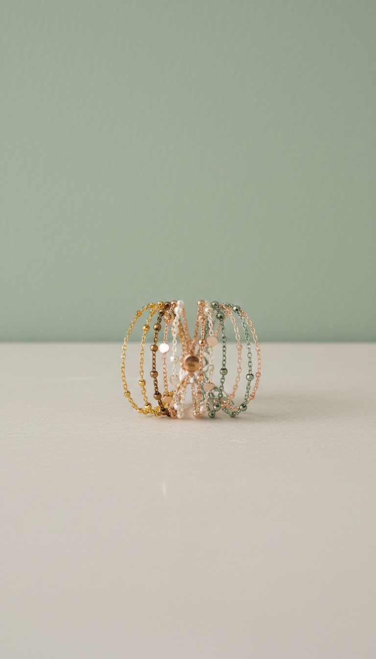 Layered delicate chain bracelets trio
